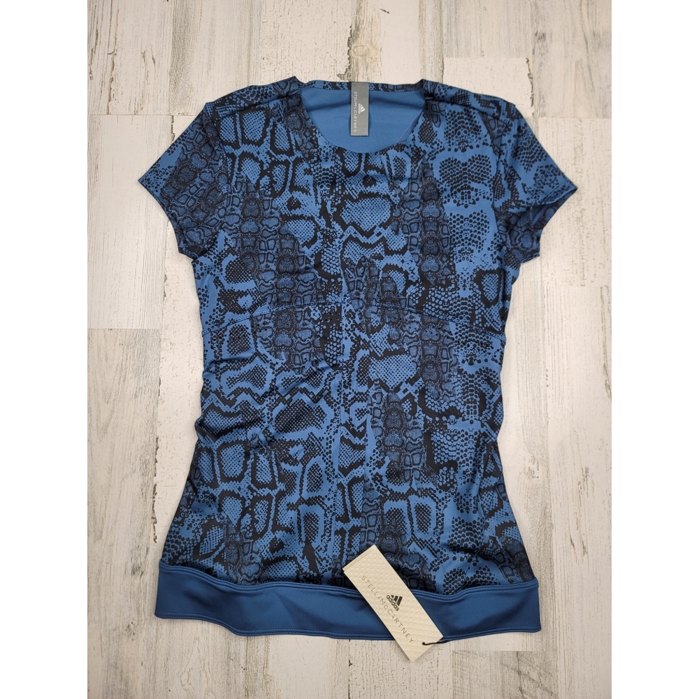 Adidas x Stella McCartney Prime Blue Snake Print Training Shirt FK8910 Womens XS